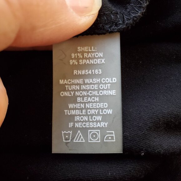 CALVIN KLEIN SZ 8 Sleeveless Black with White Trim Soft Stretch Rayon Midi Dress - Picture 6 of 6